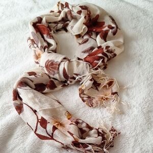 H&M Cream, Mustard, Rust & Brown Floral Scarf Wrap